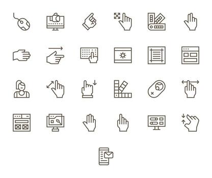 Ui Design Icons featuring 25 Pixel Optimized Regular Line Style vector