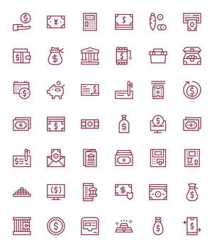 42 High Resolution Regular Line Icons optimized for Deposit Pixel Aligned display vector