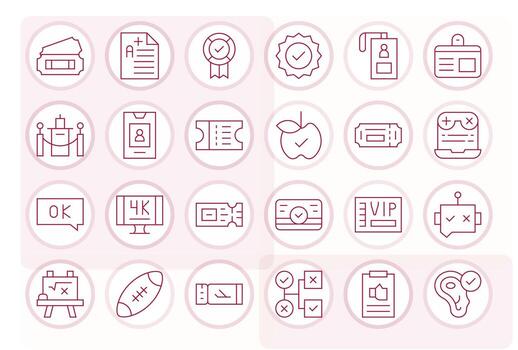 Pass Grid Fitted Set with 24 64x64 Thin Line Icons vector