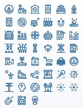 Energy Graphics Pack including 45 Bold Line High Resolution Pixel Optimized Icons vector