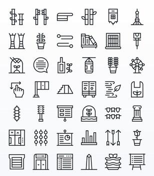 42 Regular Line PIXEL Perfect Icons crafted for Vertical Retina Ready applications vector