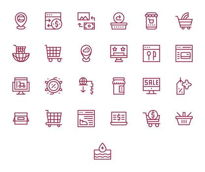 25 256x256 Regular Line Icons optimized for Online Store Pixel Optimized display vector