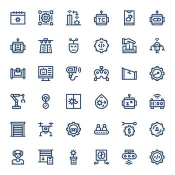 36 Bold Line Display Perfect Icons for Automation Graphics vector