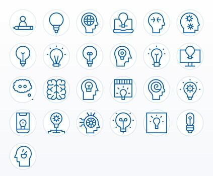 25 Pixel Aligned 128x128 Icons for Thinking in elegant Regular Line design vector