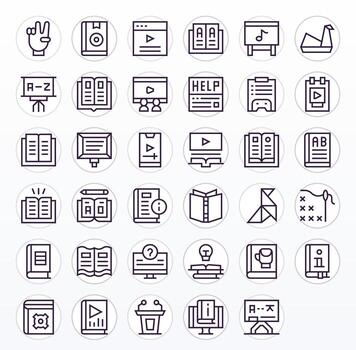 35 regular línea editable íconos a la medida para tutorial retina Listo interfaz vector