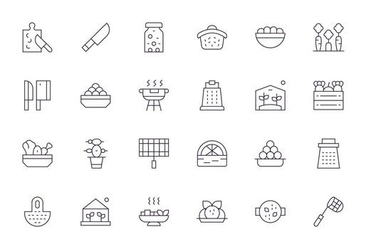 Vegetables Premium Bundle with 24 High Resolution Pixel Aligned Thin Line Icons vector