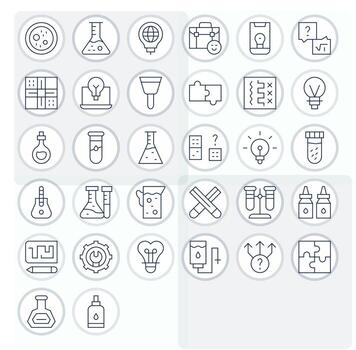 32 128x128 íconos para solución en detalle mejorado Delgado línea formato vector