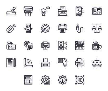 Bold Line Style Output Icons with 28 Retina Ready Display Perfect Designs vector