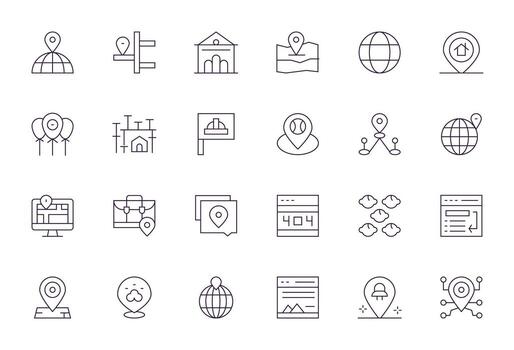 24 Thin Line Icons designed for Site in High Resolution Pixel Aligned format vector