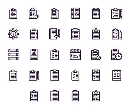 ToDo List Premium Bundle with 28 High Resolution Pixel Aligned Bold Line Icons vector