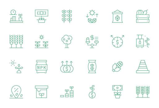 Yield Icon Set with 24 Thin Line Retina Ready PIXEL Perfect Graphics vector