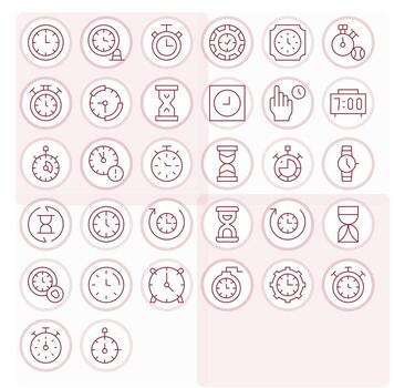 32 Icons for Timer optimized in Detail Enhanced 256x256 Thin Line resolution vector