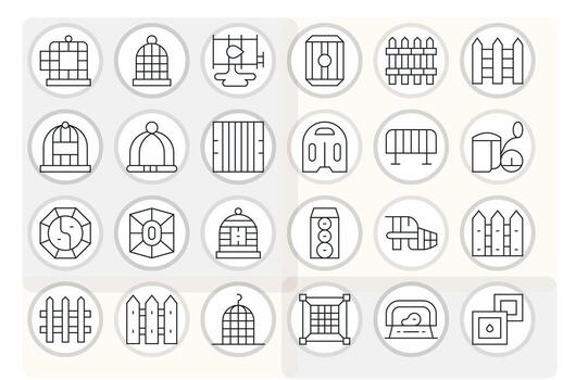 24 Thin Line Display Perfect Icons crafted for Enclosure 128x128 applications vector