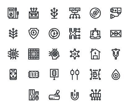 28 PIXEL Perfect Bold Line Icons designed for Circuit Interface vector