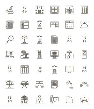 42 íconos para mesa optimizado en píxel alineado retina Listo regular línea resolución vector