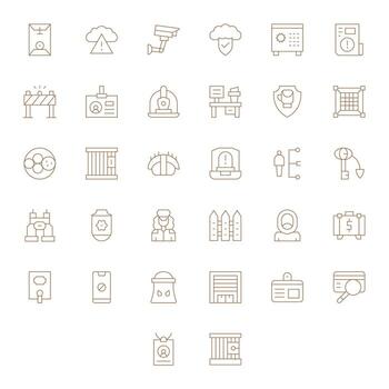 32 píxel optimizado 64 x 64 íconos para seguridad en elegante Delgado línea diseño vector