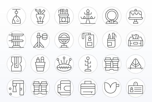Thin Line Pixel Optimized Icons from Holder Set with 24 64x64 Icons vector