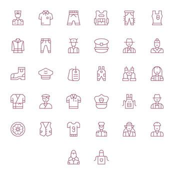Uniform Icon Arsenal with 32 High Resolution Thin Line Pixel Aligned designs vector