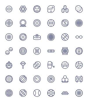 42 Regular Line PIXEL Perfect Icons for Round Graphics vector