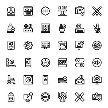 36 negrita línea cuadrícula equipado íconos para inhabilitar gráficos vector