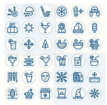 Ice Professional Set with 36 Bold Line Pixel Optimized High Resolution Icons vector