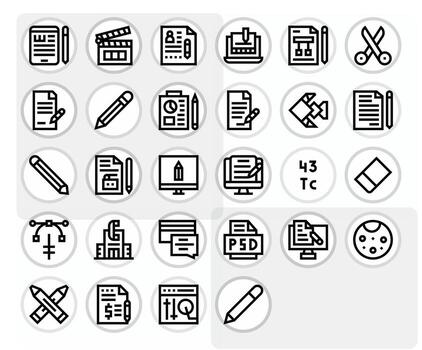 edición icono caja de herramientas presentando 28 píxel optimizado 128x128 negrita línea elementos vector