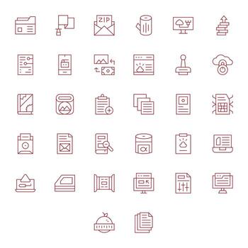 32 256x256 Thin Line Icons optimized for File Management PIXEL Perfect display vector