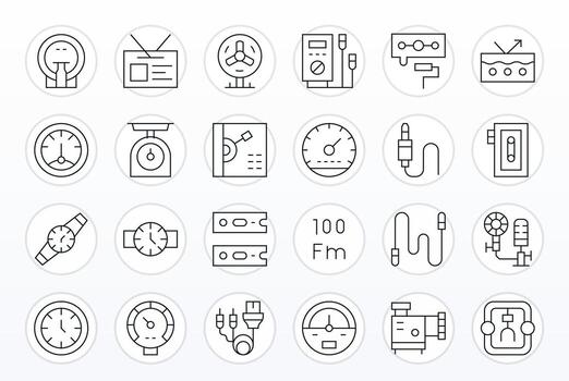 24 Pixel Optimized 256x256 Icons for Analog in elegant Thin Line design vector