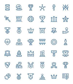 Honor Complete Package with 42 128x128 Regular Line Pixel Optimized Icons vector