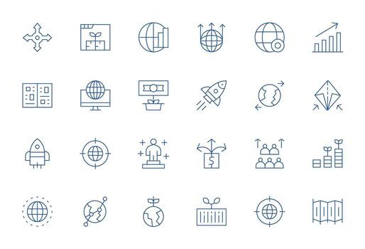 24 Display Perfect Thin Line Icons designed for Expansion Interface vector