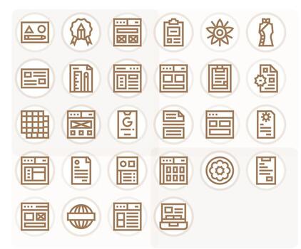 negrita línea cuadrícula equipado íconos desde modelo conjunto con 28 retina Listo íconos vector