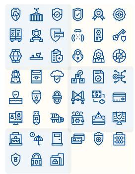 Secure Digital Pack containing 45 Pixel Optimized Bold Line High Resolution Icons vector