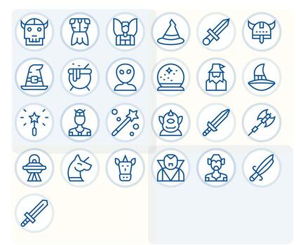 25 Regular Line Pixel Aligned Icons tailored for Fantasy 64x64 interface vector