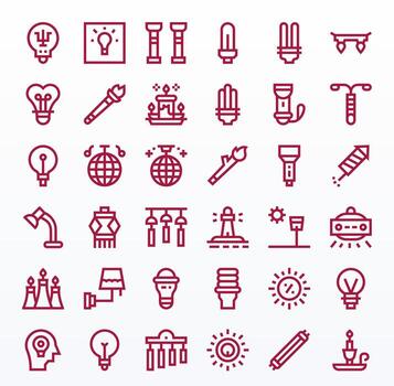 Illumination Digital Pack containing 36 Pixel Optimized Bold Line High Resolution Icons vector