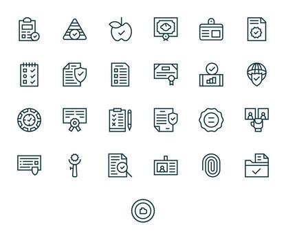 verificación píxel Perfecto conjunto con 25 alto resolución regular línea íconos vector