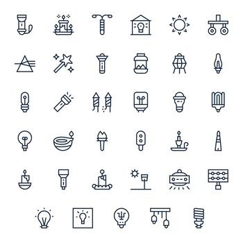 35 256x256 Regular Line Icons optimized for Illumination Display Perfect display vector