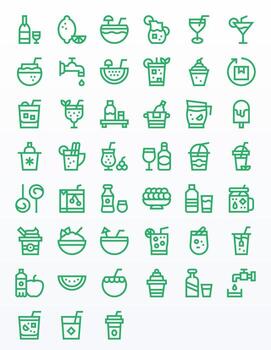 Refreshment Visual Pack containing 45 Bold Line Pixel Aligned Icons vector