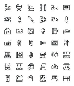 42 regular línea píxel optimizado íconos para compacto gráficos vector