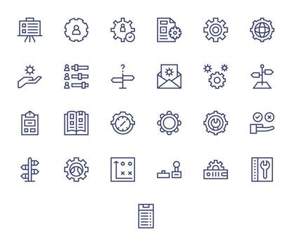 25 Regular Line Grid Fitted Icons for Options Graphics vector