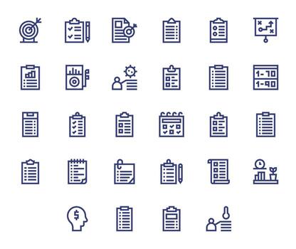 28 negrita línea íconos para metas en crujiente 128x128 píxel optimizado resolución vector