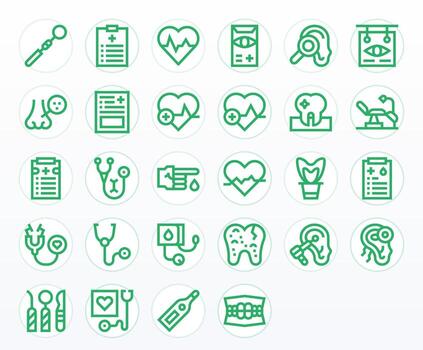 28 Icons for Checkup optimized in Editable 128x128 Bold Line resolution vector