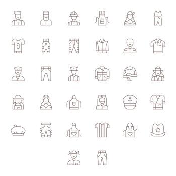 Uniform Icon Library with 32 Thin Line High Resolution Editable Designs vector