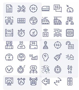 42 regular línea íconos desde velocidad en alto resolución píxel alineado calidad vector