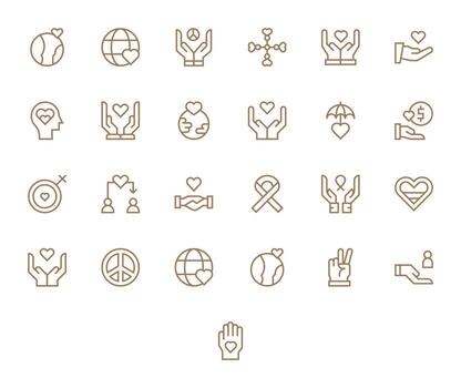Empathy Professional Set with 25 Regular Line Pixel Optimized Retina Ready Icons vector
