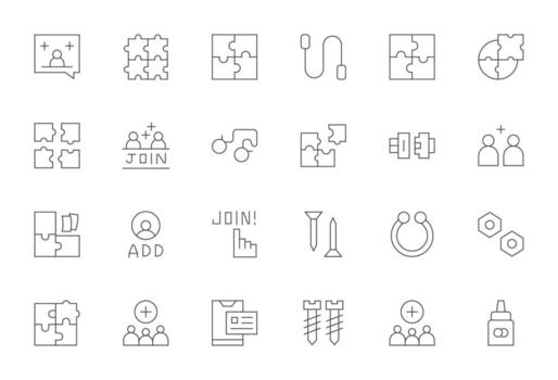 24 Thin Line Editable Icons for Join Graphics vector