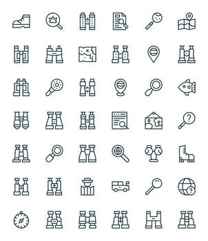 42 Regular Line Icons for Explore in crisp 128x128 Display Perfect resolution vector