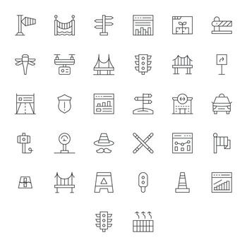 Traffic Icon Set with 32 Thin Line 256x256 Grid Fitted Graphics vector