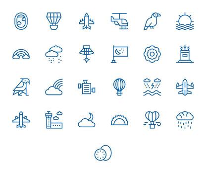 Sky Icon Toolkit featuring 25 Editable Retina Ready Regular Line elements vector
