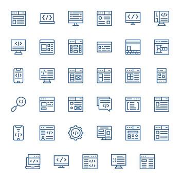35 Icons for Html featuring High Resolution Editable Regular Line Graphics vector
