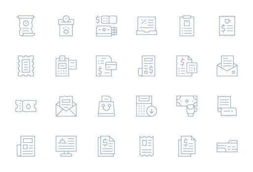 24 píxel optimizado Delgado línea íconos desde recibo colección vector